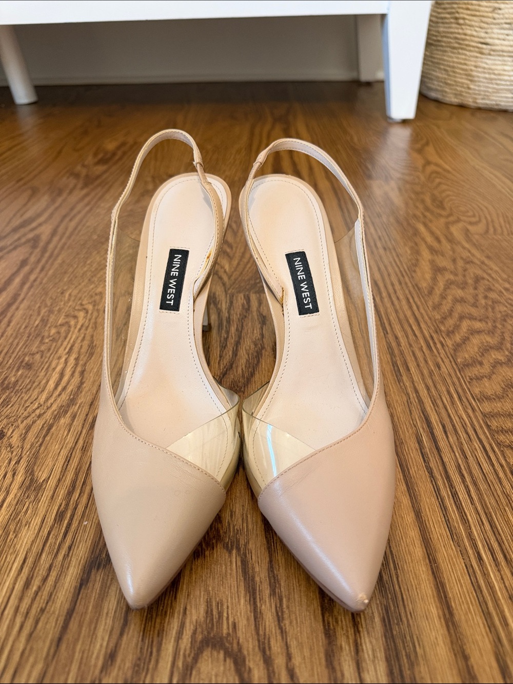 Nine West Nude/Beige Pointed-Toe Slingback Heels